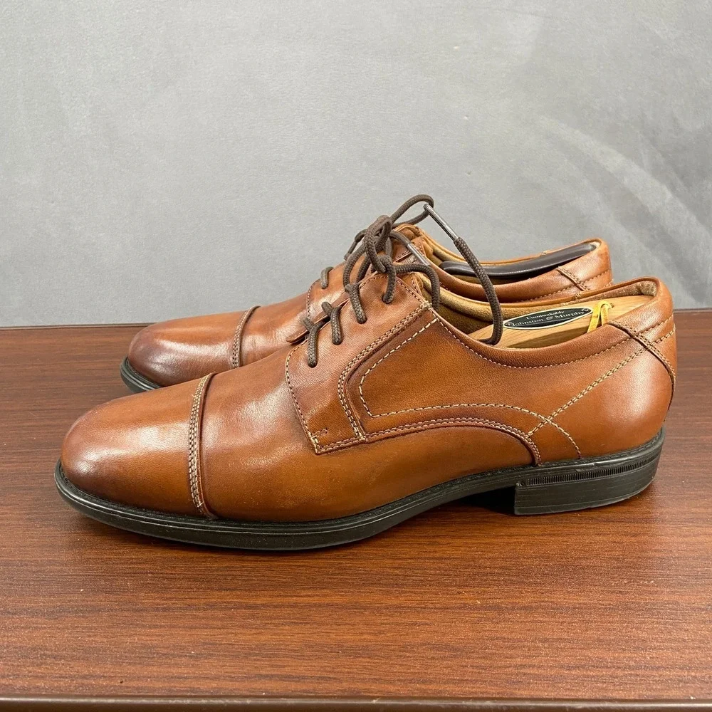 Florsheim Medfield 11578 Mens 8.5 3E Dress Shoes Cognac Leather Cap Toe Oxford